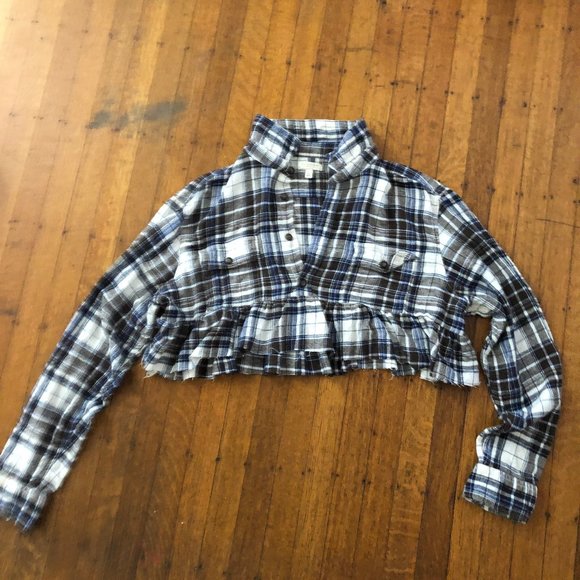 Plaid/Flannel Peplum Top, Juniors Size XL! - Picture 2 of 3